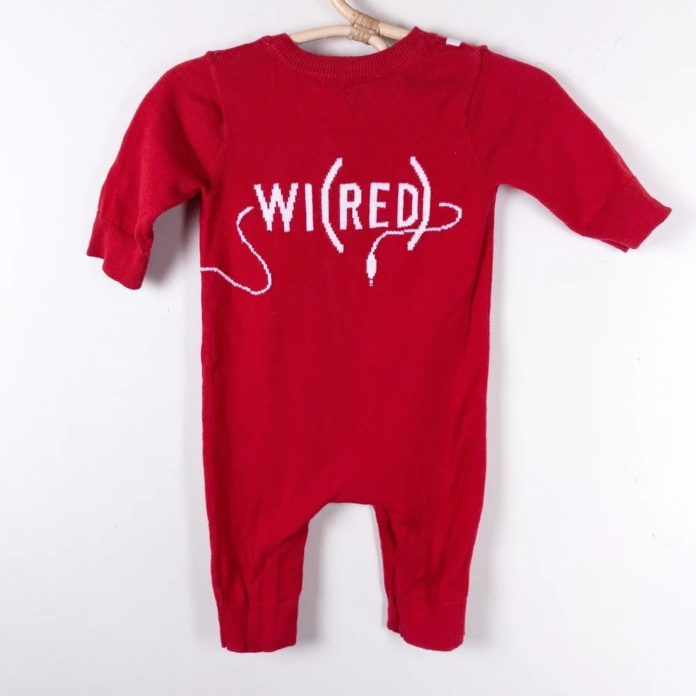 Gap Knit Romper Red Headphone‎ Graphic Y2K Limited Edition Baby 0-3 Months